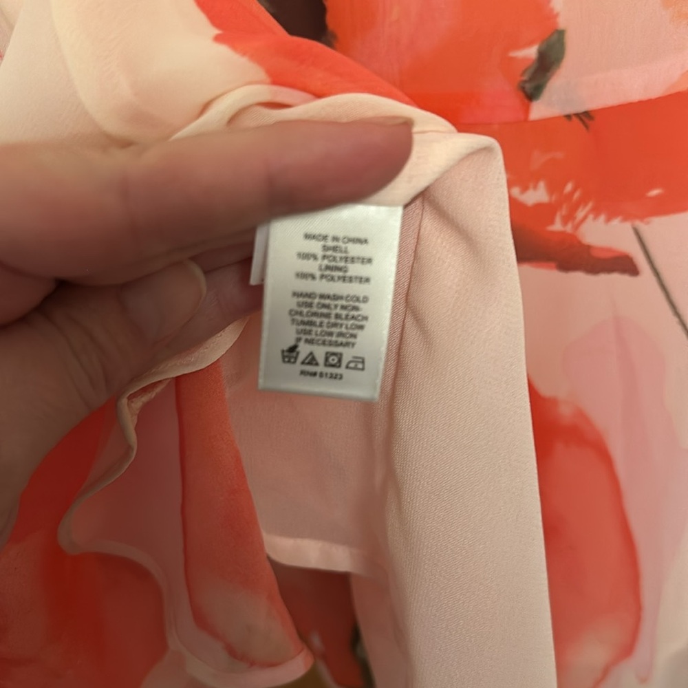 Coral Floral Chiffon Shift Sleeveless Dress Cece - Picture 5 of 5